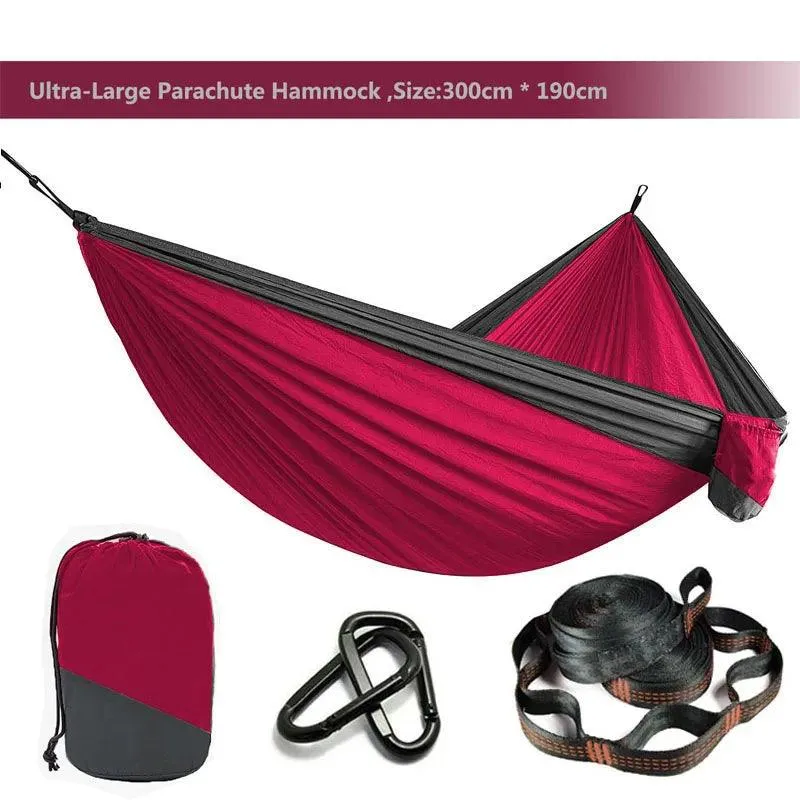 🏕️ Solid Color Parachute Hammock with Tree Straps & Black Carabiners | Camping, Survival, Double Person Outdoor Furniture 🌳