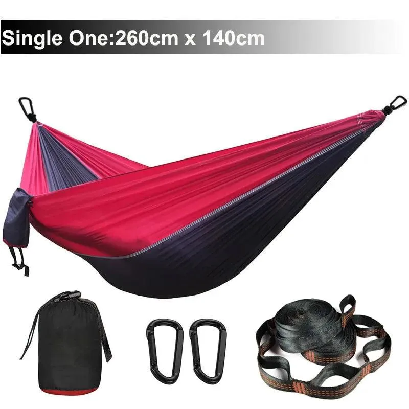 🏕️ Solid Color Parachute Hammock with Tree Straps & Black Carabiners | Camping, Survival, Double Person Outdoor Furniture 🌳