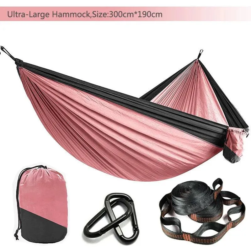 🏕️ Solid Color Parachute Hammock with Tree Straps & Black Carabiners | Camping, Survival, Double Person Outdoor Furniture 🌳