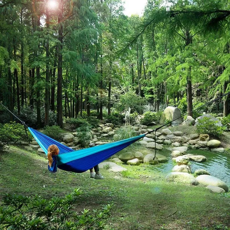 🏕️ Solid Color Parachute Hammock with Tree Straps & Black Carabiners | Camping, Survival, Double Person Outdoor Furniture 🌳