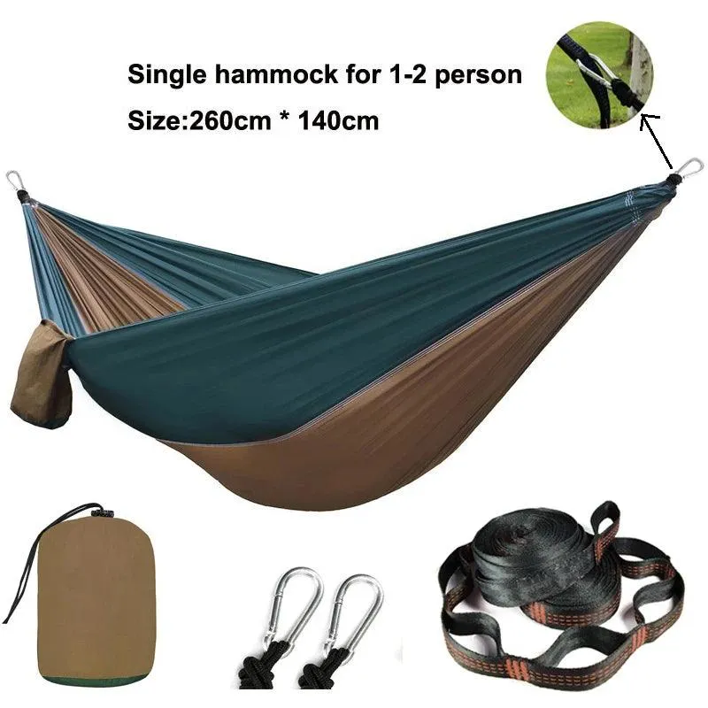 🏕️ Solid Color Parachute Hammock with Tree Straps & Black Carabiners | Camping, Survival, Double Person Outdoor Furniture 🌳