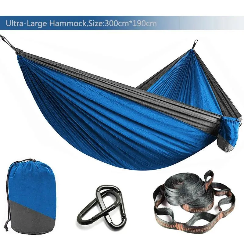 🏕️ Solid Color Parachute Hammock with Tree Straps & Black Carabiners | Camping, Survival, Double Person Outdoor Furniture 🌳