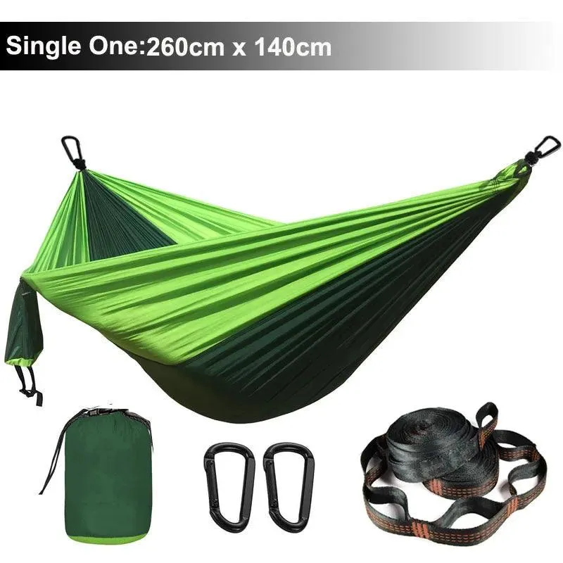 🏕️ Solid Color Parachute Hammock with Tree Straps & Black Carabiners | Camping, Survival, Double Person Outdoor Furniture 🌳