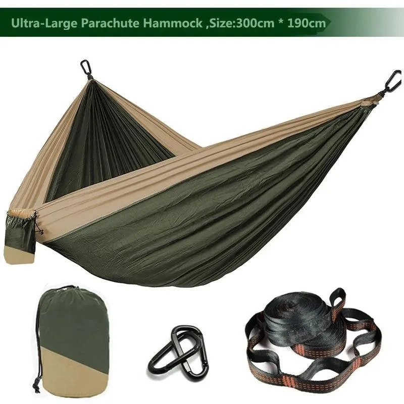 🏕️ Solid Color Parachute Hammock with Tree Straps & Black Carabiners | Camping, Survival, Double Person Outdoor Furniture 🌳