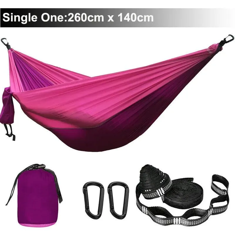 🏕️ Solid Color Parachute Hammock with Tree Straps & Black Carabiners | Camping, Survival, Double Person Outdoor Furniture 🌳