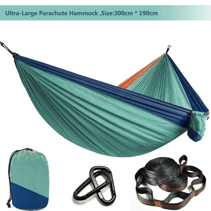 🏕️ Solid Color Parachute Hammock with Tree Straps & Black Carabiners | Camping, Survival, Double Person Outdoor Furniture 🌳