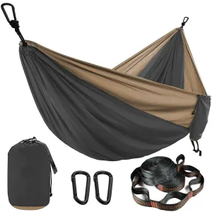 🏕️ Solid Color Parachute Hammock with Tree Straps & Black Carabiners | Camping, Survival, Double Person Outdoor Furniture 🌳