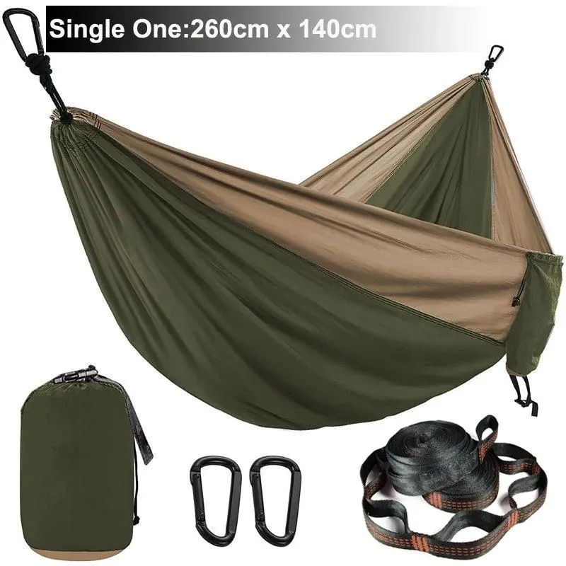 🏕️ Solid Color Parachute Hammock with Tree Straps & Black Carabiners | Camping, Survival, Double Person Outdoor Furniture 🌳