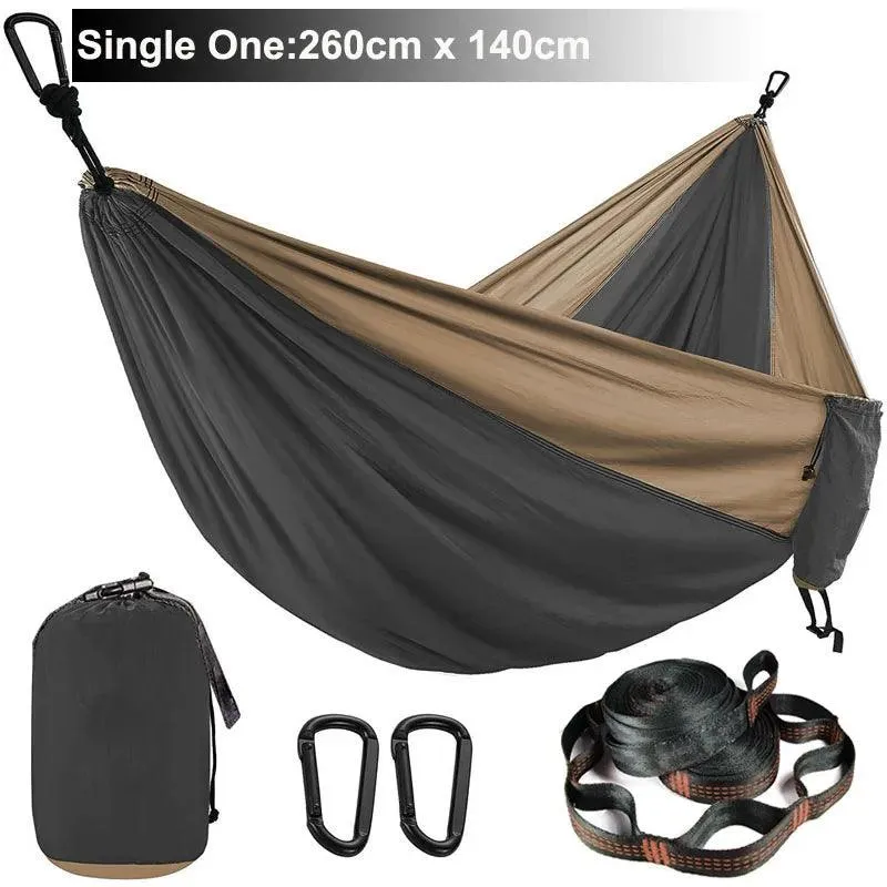 🏕️ Solid Color Parachute Hammock with Tree Straps & Black Carabiners | Camping, Survival, Double Person Outdoor Furniture 🌳