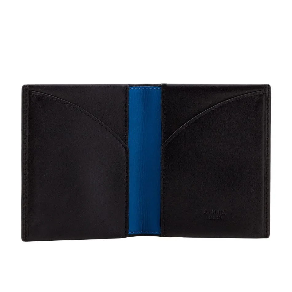 A-SLIM Leather Wallet Origami - Black/Blue