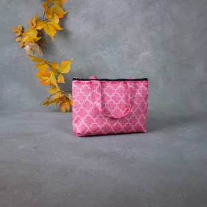 Bristlefront everyday handy bags Peach Colour with White Diamond Prints.