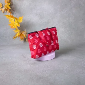 Bristlefront everyday handy bags Red Colour with White and Pink Leaf Design.