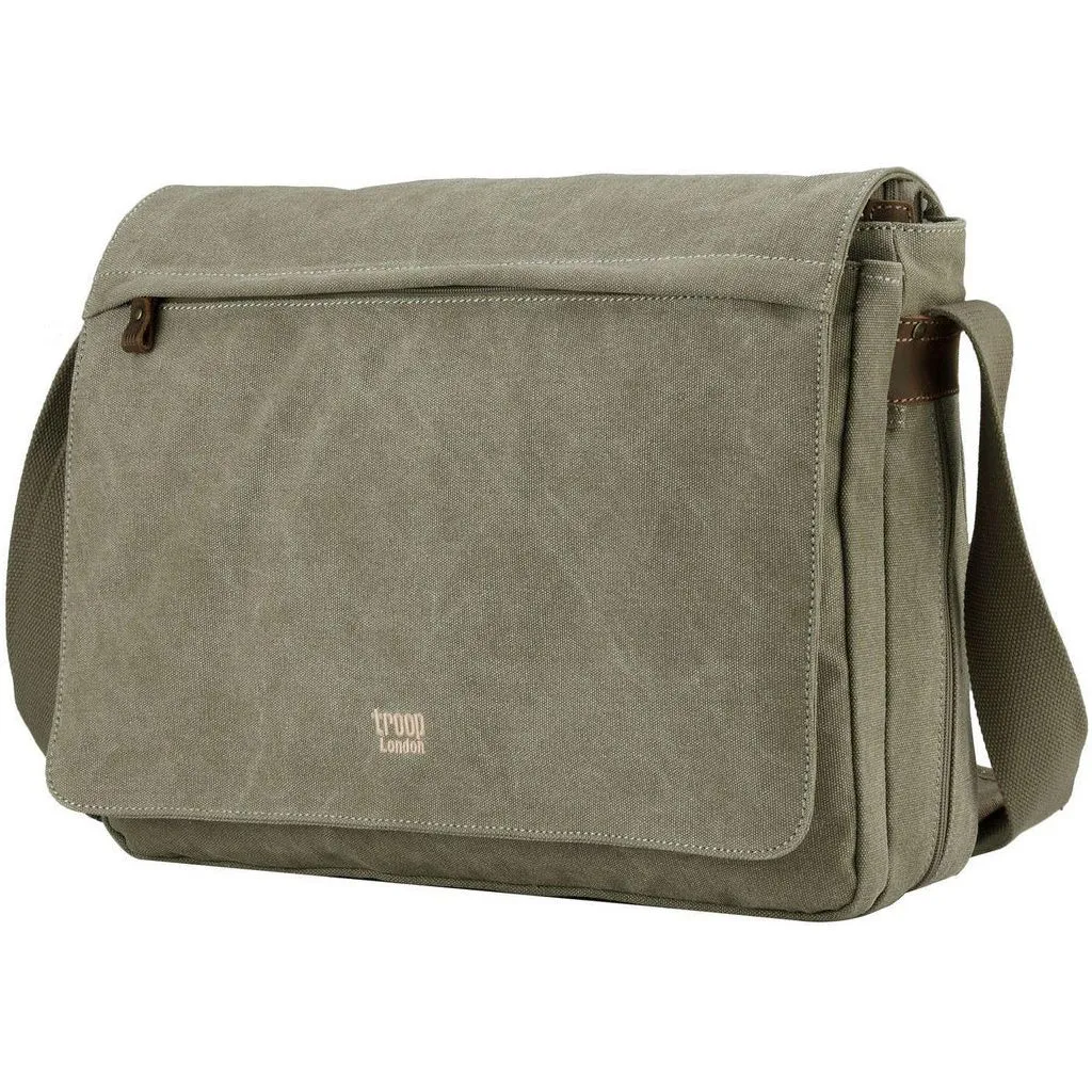 Canvas Laptop Messenger Bag - Troop London Classic  - 18'' Diagonally