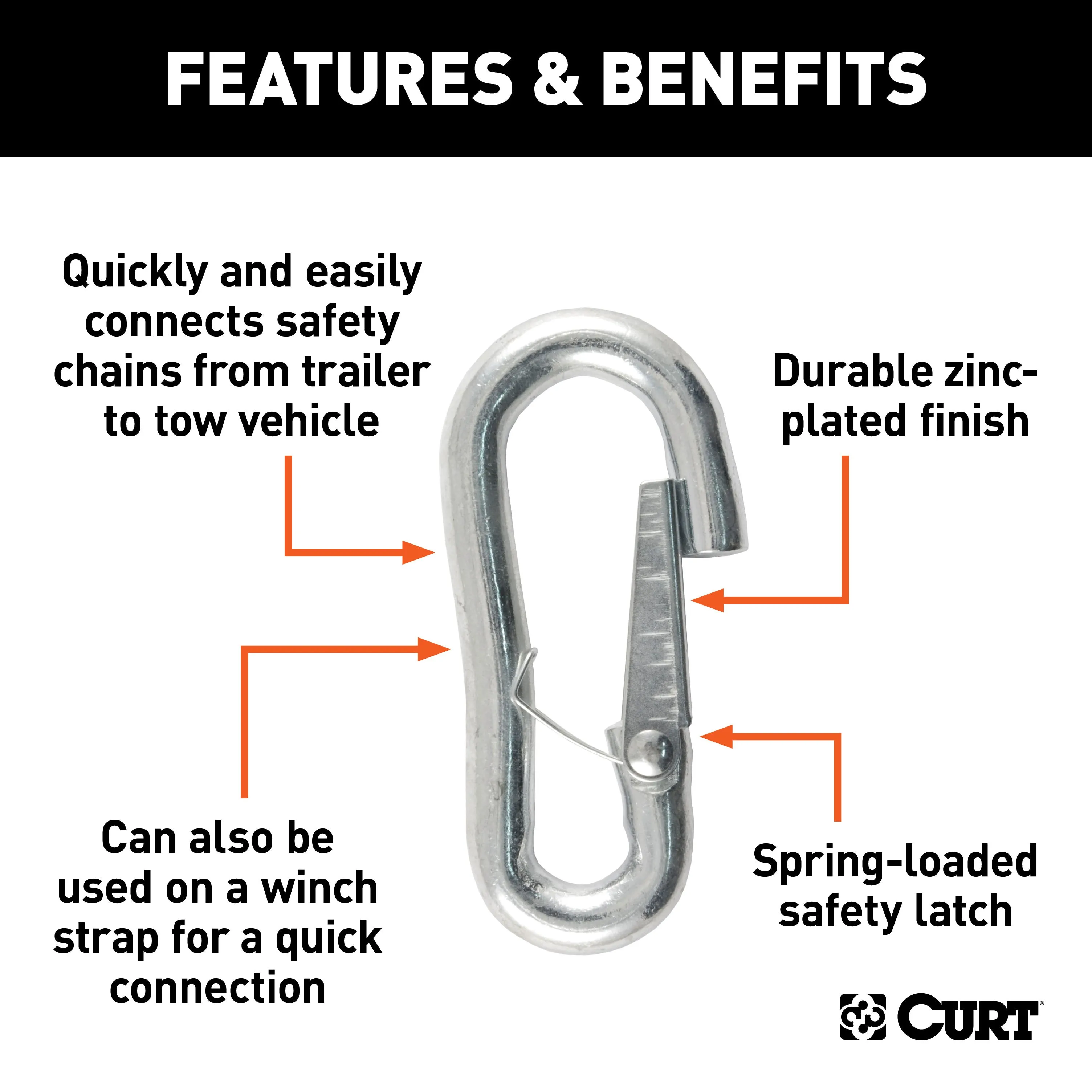 CURT 81271 7/16in. Snap Hook (5;000 lbs; Packaged)