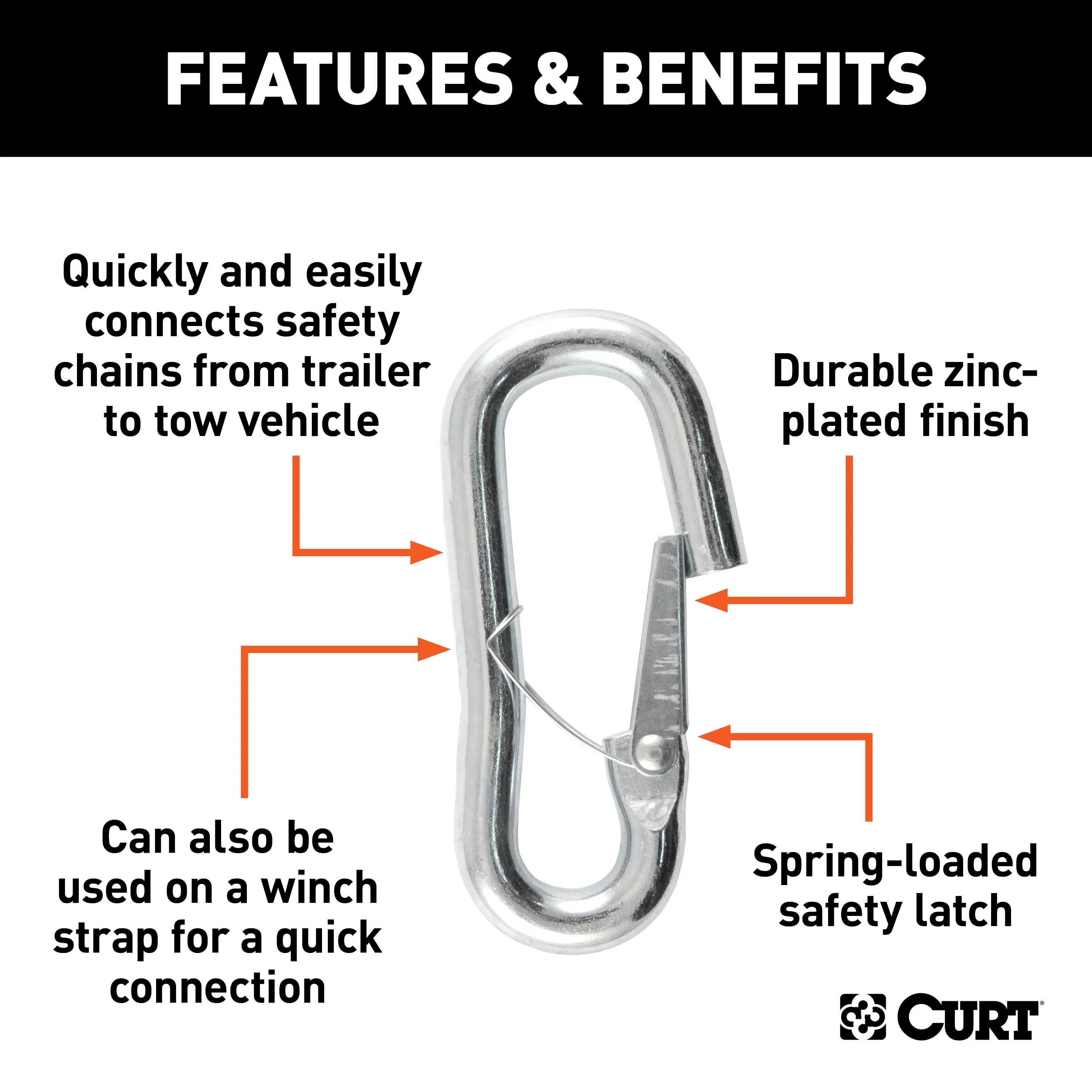 CURT 81281 9/16in. Snap Hook (5;000 lbs; Packaged)