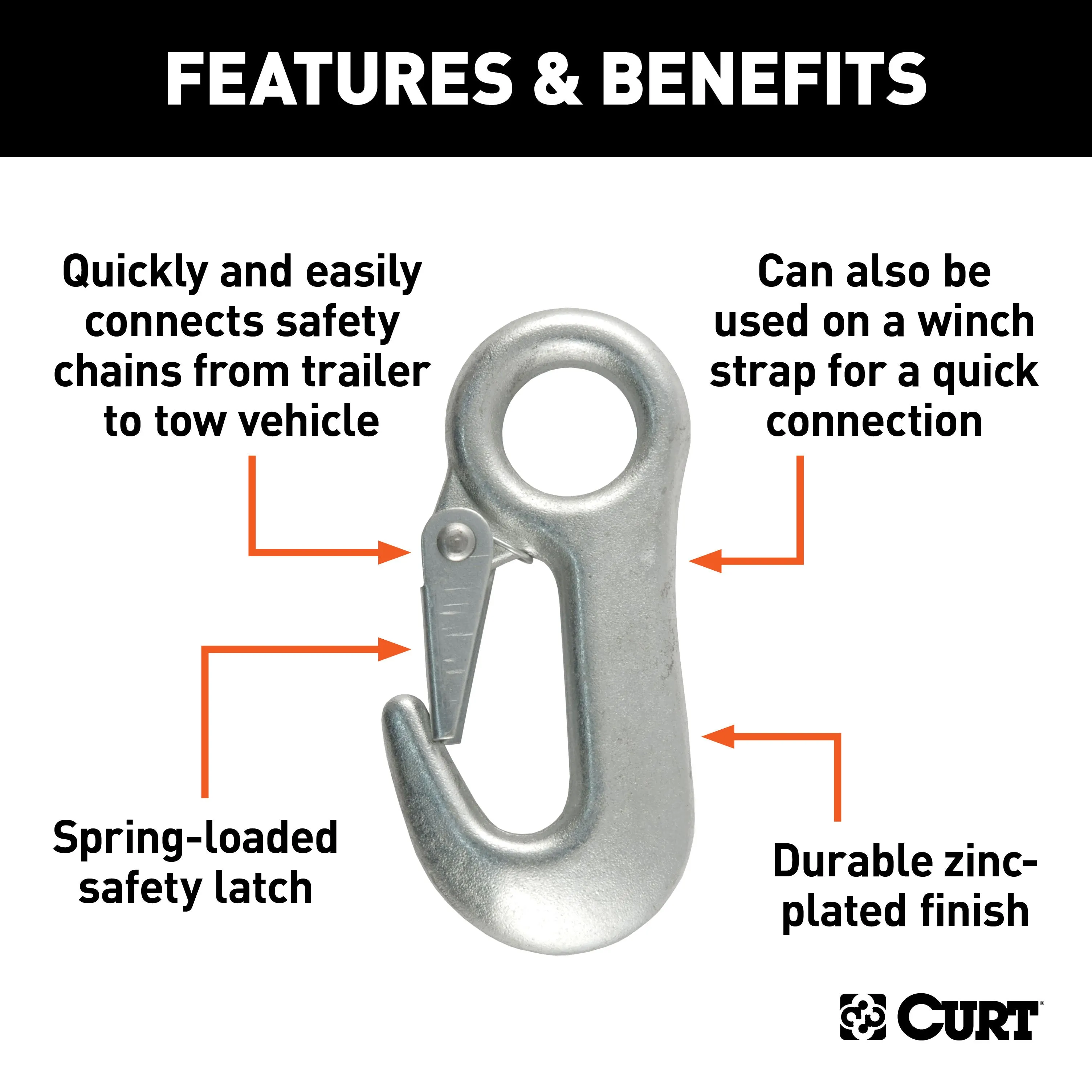 CURT 81360 Snap Hook with 5/8in. Eye (3;500 lbs.)