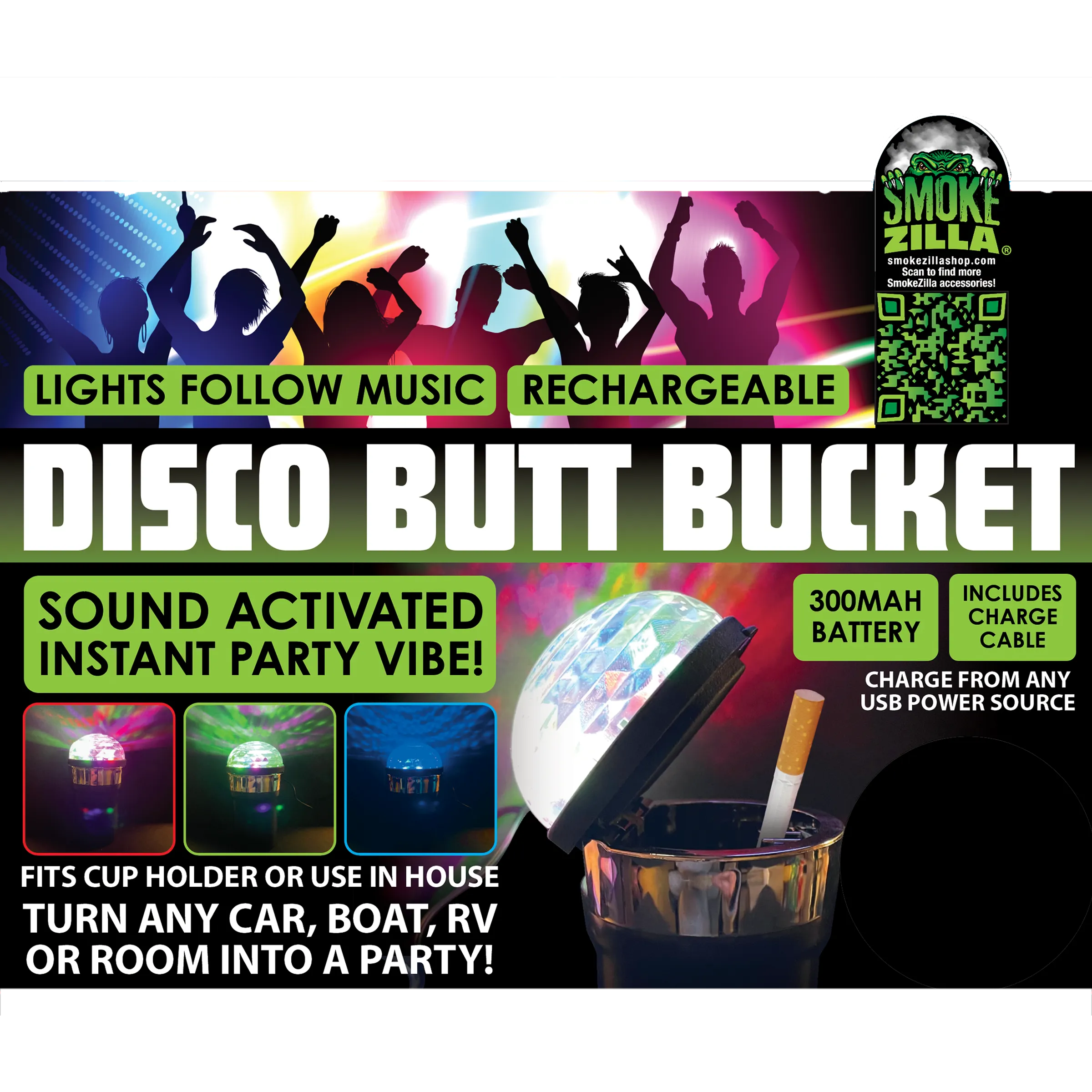 Disco Butt Bucket with Sound Activated LED Lights - 6 Pieces Per Retail Ready Display 23742