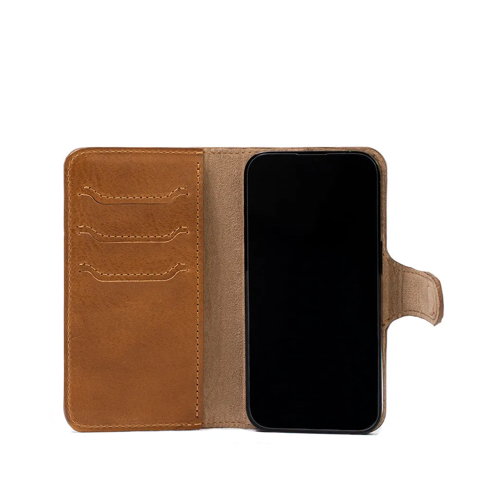 iPhone 16 series Leather MagSafe Folio Case Wallet with Grip