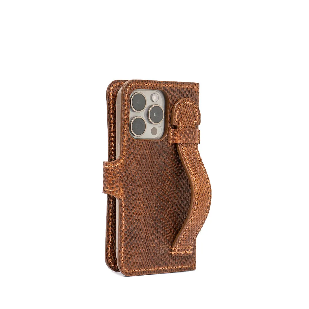 iPhone 16 series Leather MagSafe Folio Case Wallet with Grip