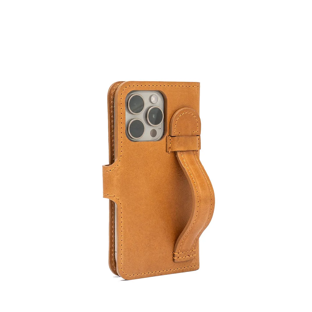 iPhone 16 series Leather MagSafe Folio Case Wallet with Grip