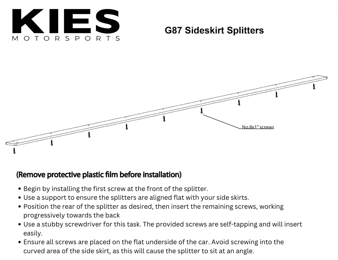 Kies Essential Exterior Trim Kit for BMW G87 M2 Front Lip, Side Skirt Extensions, and Rear Splitters