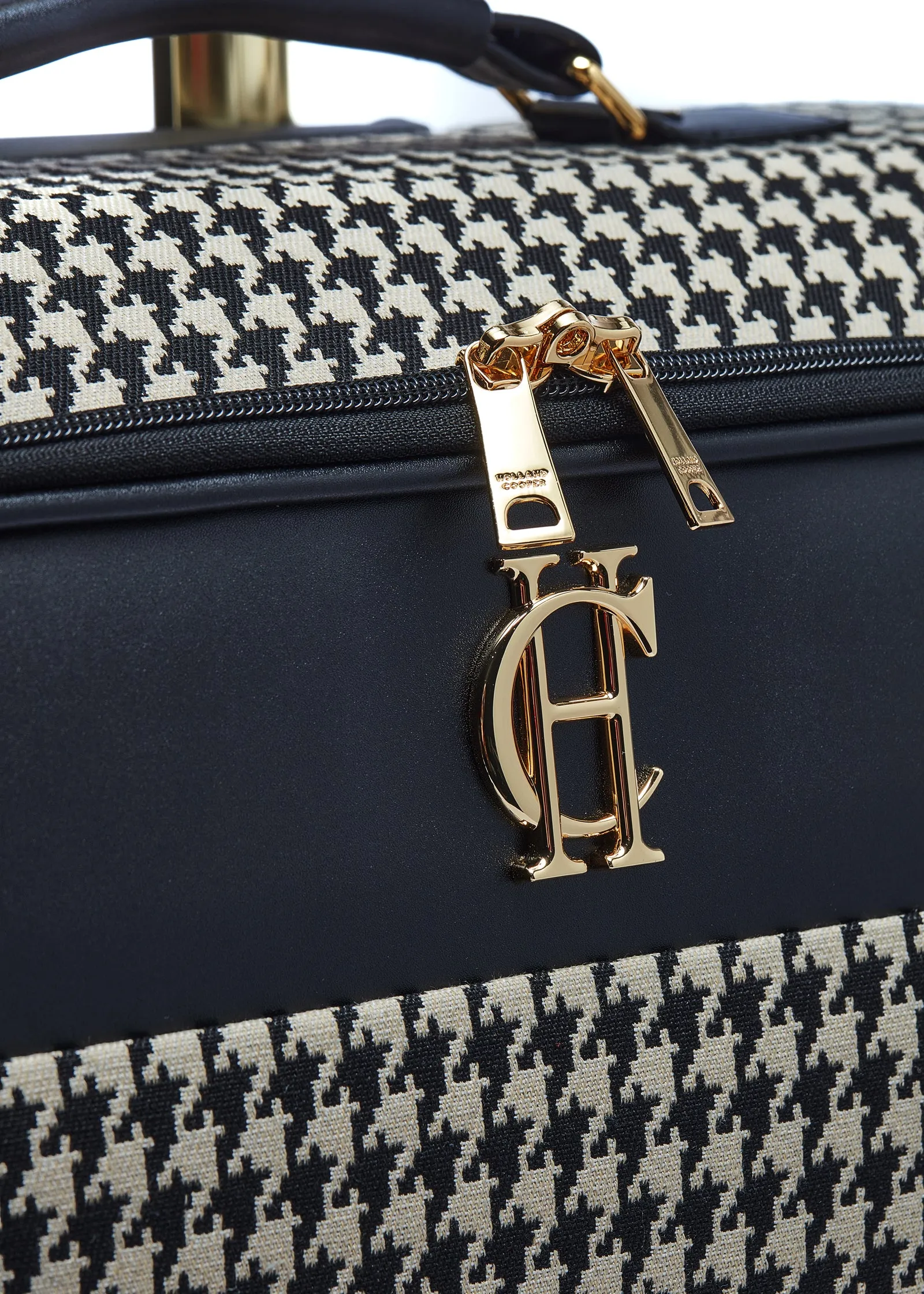 Knightsbridge Small Suitcase (Ecru Houndstooth)