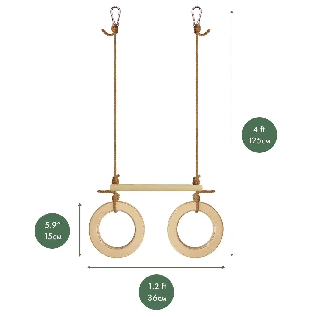 Trapeze swing bar with rings