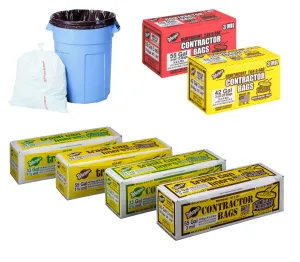 Warp Brothers Flex-O-Bag® Trash Can Liners And Contractor Bags 36" x 56" 55 Gal